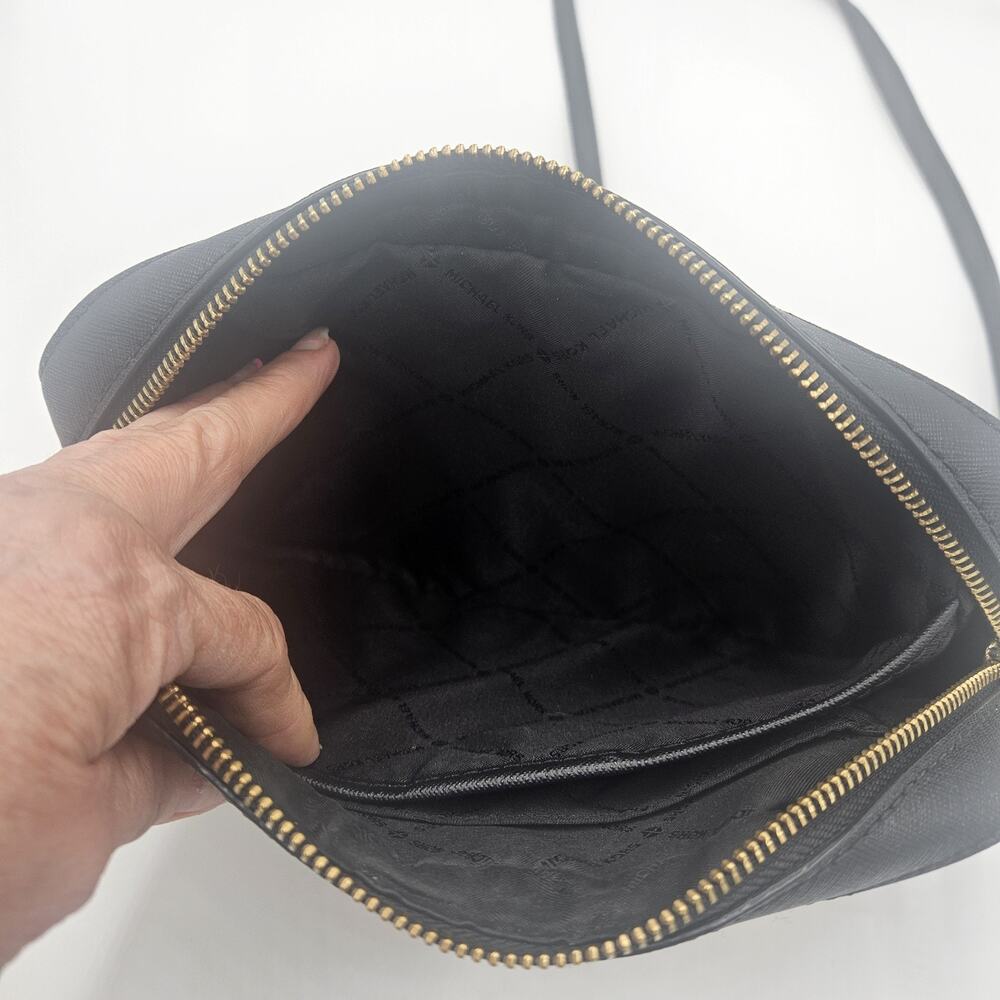 Michael Kors Jet Set Large Saffiano Leather Crossbody Bag Gold Chain Career Glam - Picture 7 of 16